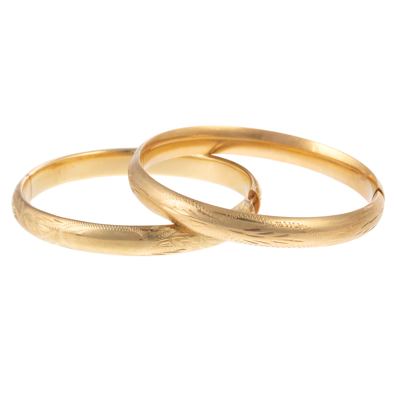 TWO 14K YELLOW GOLD BANGLE