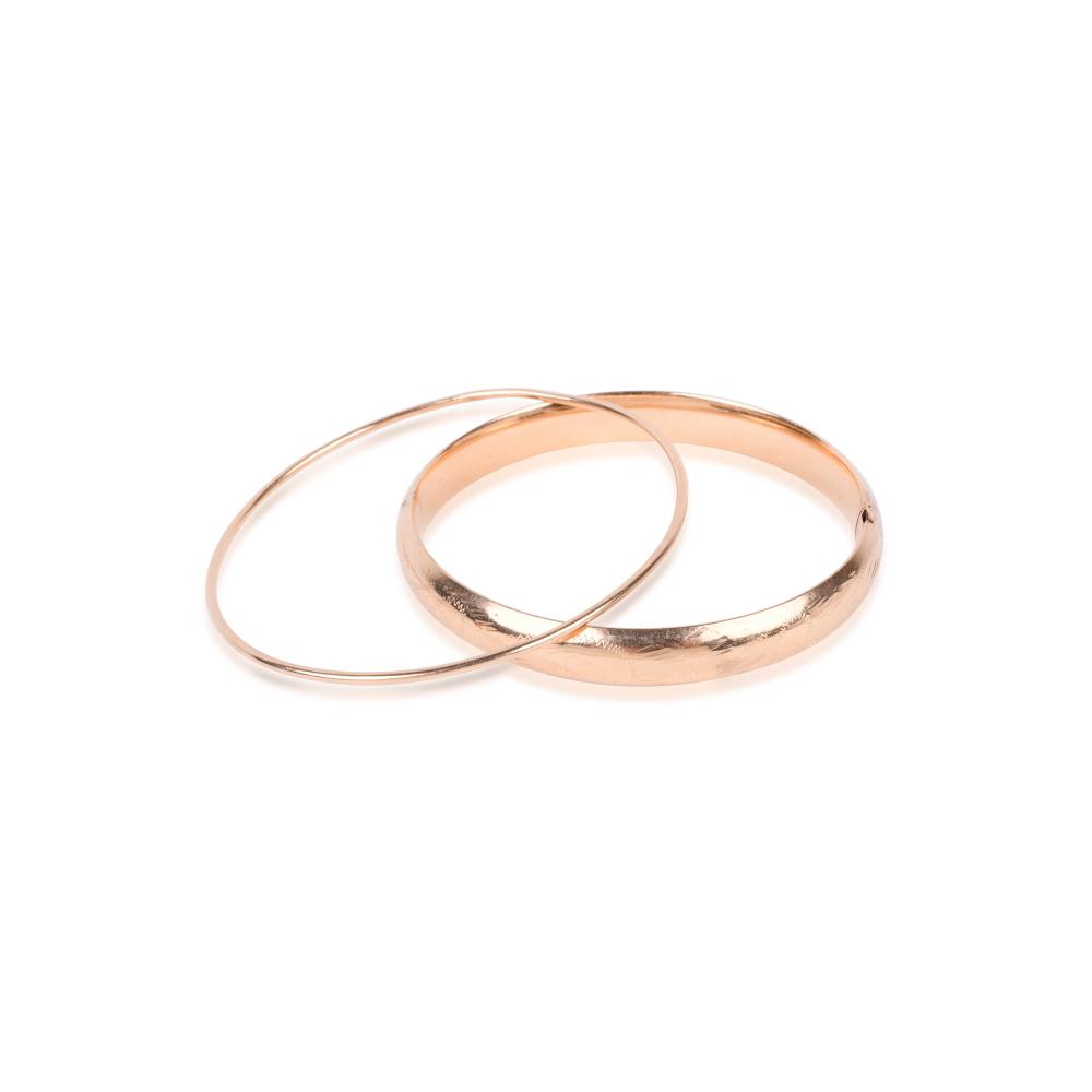 TWO 14K YELLOW GOLD BANGLESTWO