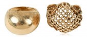 TWO 14K YELLOW GOLD DOME SHAPE
