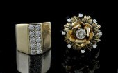 TWO 14K YELLOW GOLD RINGS SET
