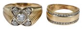 TWO 14KT. DIAMOND RINGSone rou