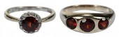 TWO 14KT. GARNET RINGSone roun