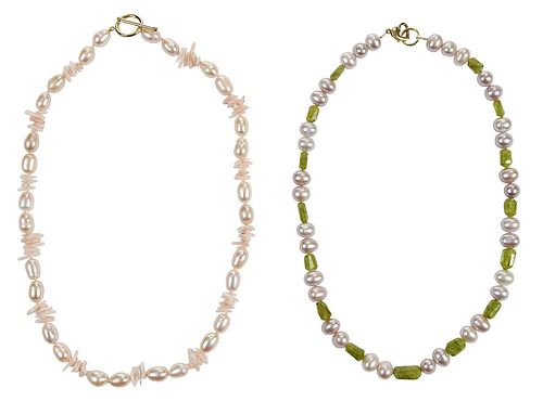 TWO 14KT. GEMSTONE