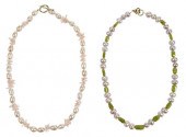 TWO 14KT. GEMSTONE NECKLACESkn