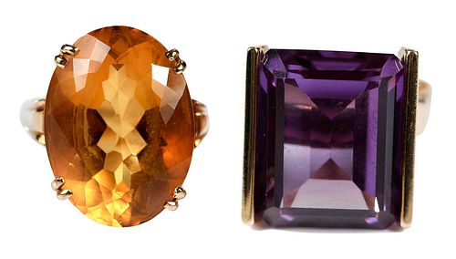 TWO 14KT. GEMSTONE RINGSoval