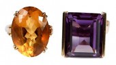 TWO 14KT. GEMSTONE RINGSoval c