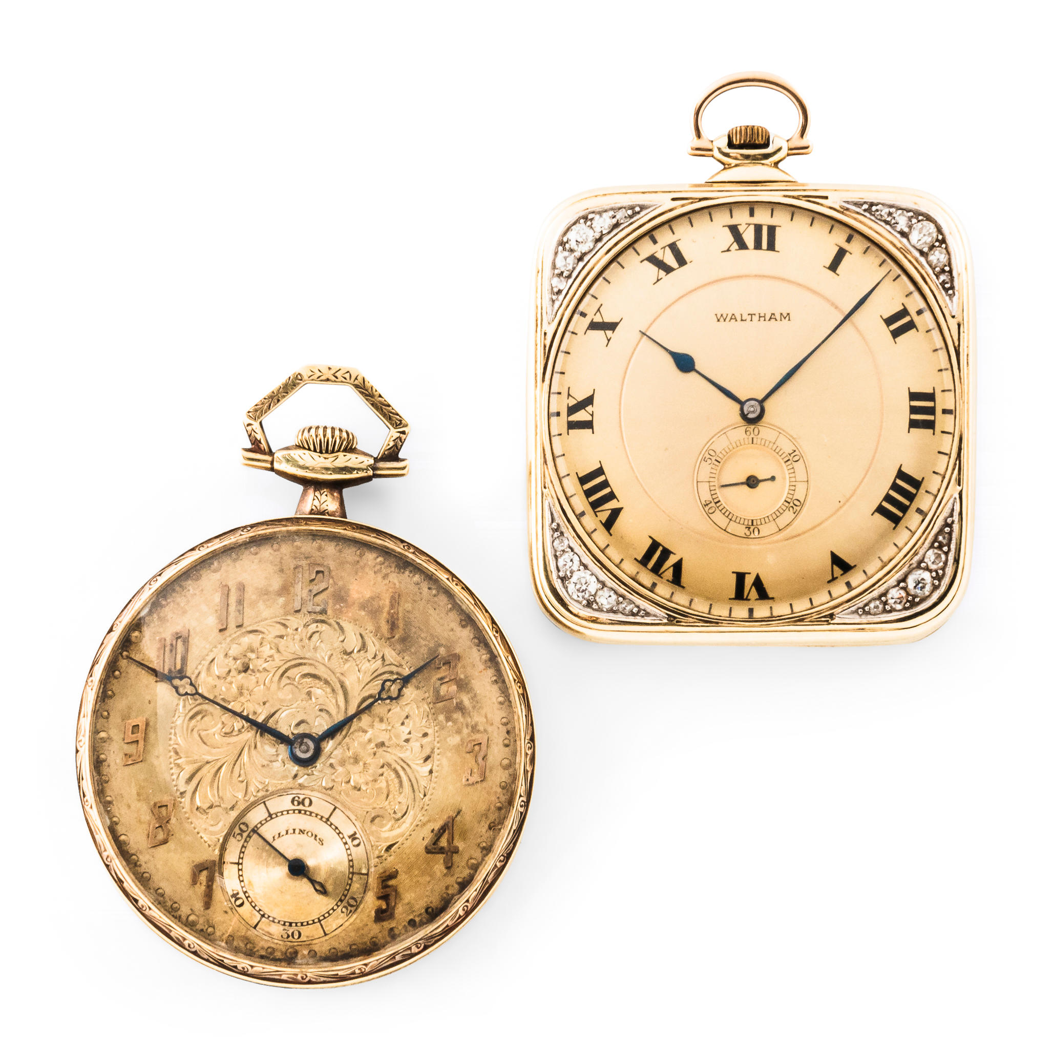 TWO 14KT GOLD AMERICAN OPEN-FACE