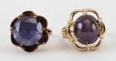 TWO 14KT GOLD AND SYNTHETIC CO