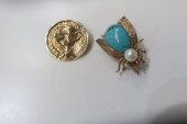 TWO 14KT PINS, SAD SACK AND A