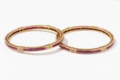 TWO 18 KARAT YELLOW GOLD, RUBY