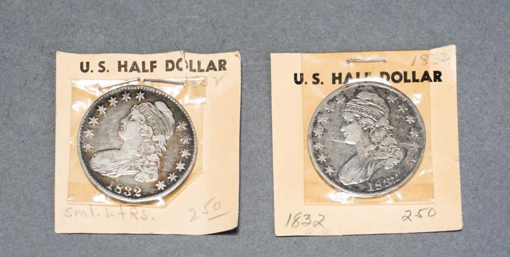 TWO 1832 CAPPED BUST SILVER HALF