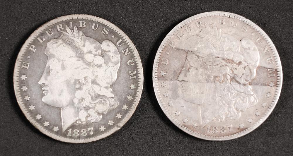 TWO 1887 MORGAN SILVER DOLLARSTwo