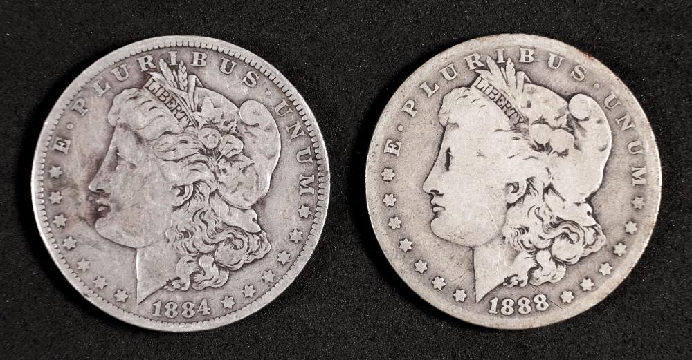 TWO 1888 & 1884 MORGAN SILVER