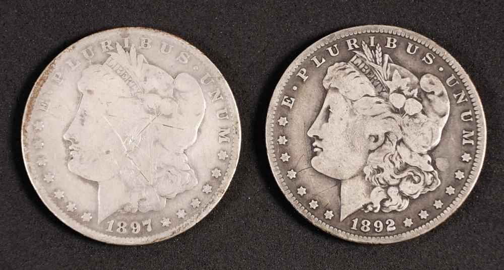 TWO 1897 & 1892 MORGAN SILVER
