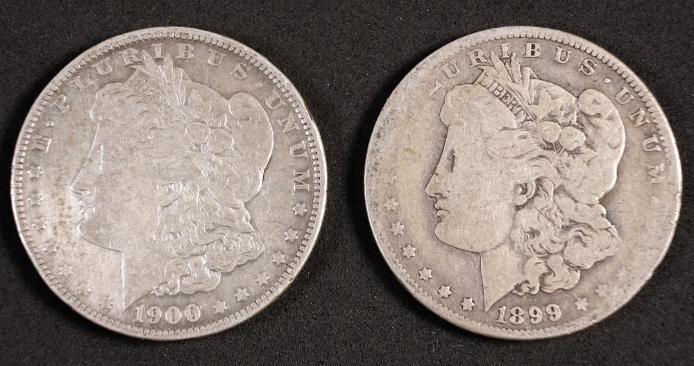 TWO 1899 & 1900 MORGAN SILVER