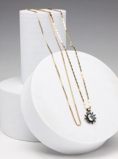 TWO 18K GOLD CHAINS WITH STERL
