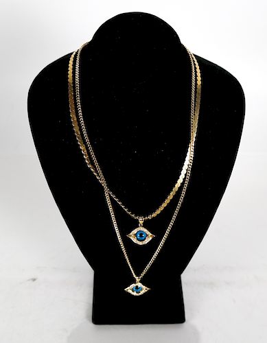 TWO 18K GOLD DIAMOND NECKLACESTwo