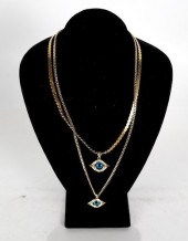 TWO 18K GOLD DIAMOND NECKLACES