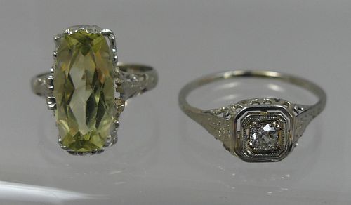 TWO 18K GOLD GEMSTONE RINGSLot 2
