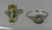 TWO 18K GOLD GEMSTONE RINGSLot