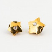 TWO 18K YELLOW GOLD & DIAMOND