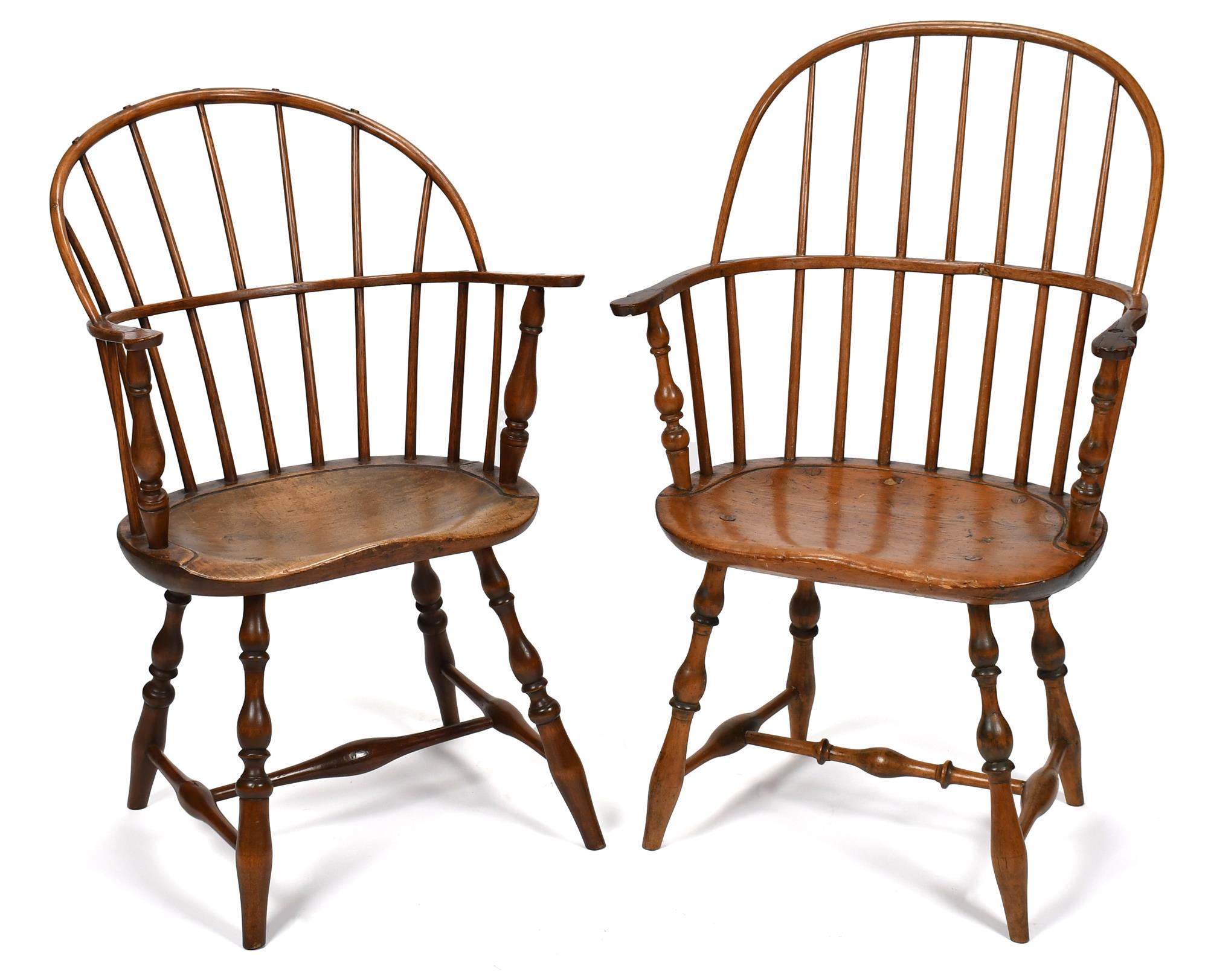 TWO 18TH C. BOW BACK WINDSOR ARM