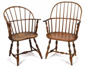 TWO 18TH C. BOW BACK WINDSOR A