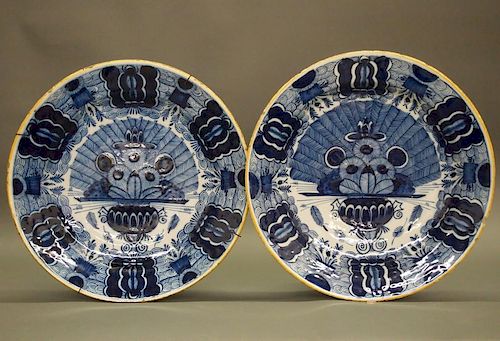 TWO 18TH C. DELFT CHARGERSTwo