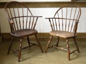 TWO 18TH C. WINDSOR ARMCHAIRS.