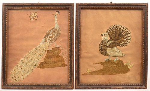 TWO 18TH CENTURY SILK NEEDLEWORK
