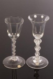 Two 18th Century wine glasses,