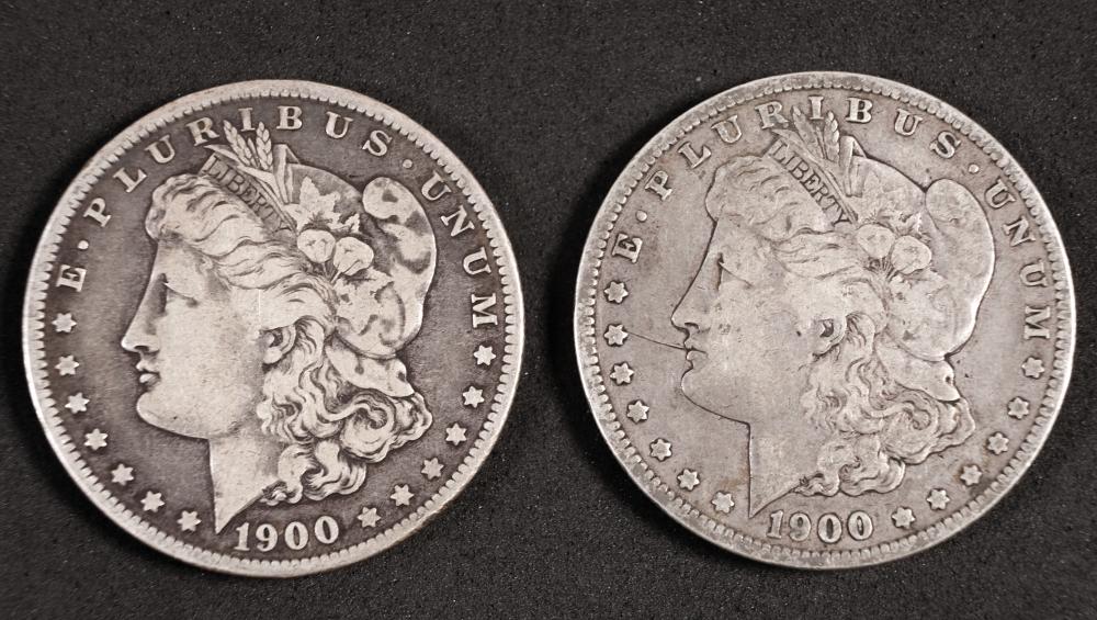 TWO 1900 MORGAN SILVER DOLLARSTwo