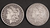 TWO 1900 MORGAN SILVER DOLLARS