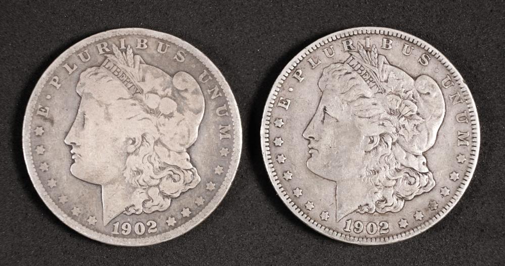 TWO 1902 MORGAN SILVER DOLLARSTwo