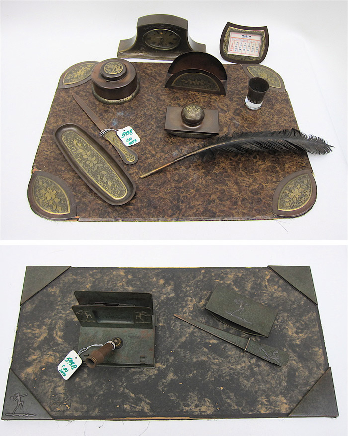 TWO 1920'S DESK SETS. The first