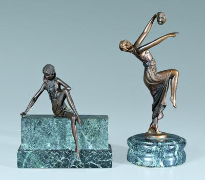 Two 1920s style bronzes: woman