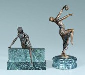 Two 1920s style bronzes: woman