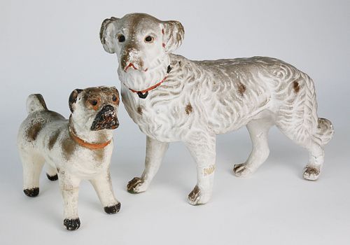 TWO 1930S CHALKWARE DOGSTwo 1930s