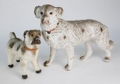 TWO 1930S CHALKWARE DOGSTwo 19