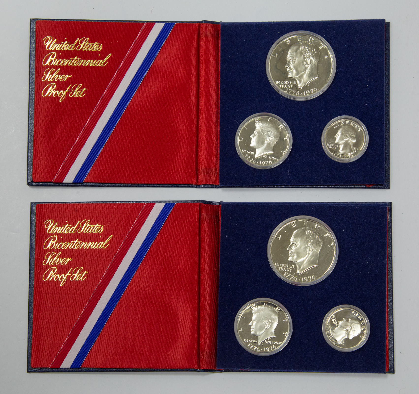TWO 1976 3 COIN BICENTENNIAL SILVER