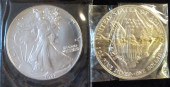 TWO 1987 AMERICAN EAGLE .999 S