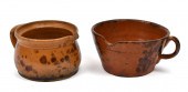 TWO 19TH C. COLORFUL REDWARE P