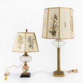 TWO 19TH C. CONVERTED OIL LAMP
