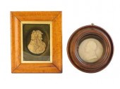 TWO 19TH C. FRAMED CARVED WAX