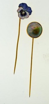 TWO 19TH C. GOLD STICKPINSTwo