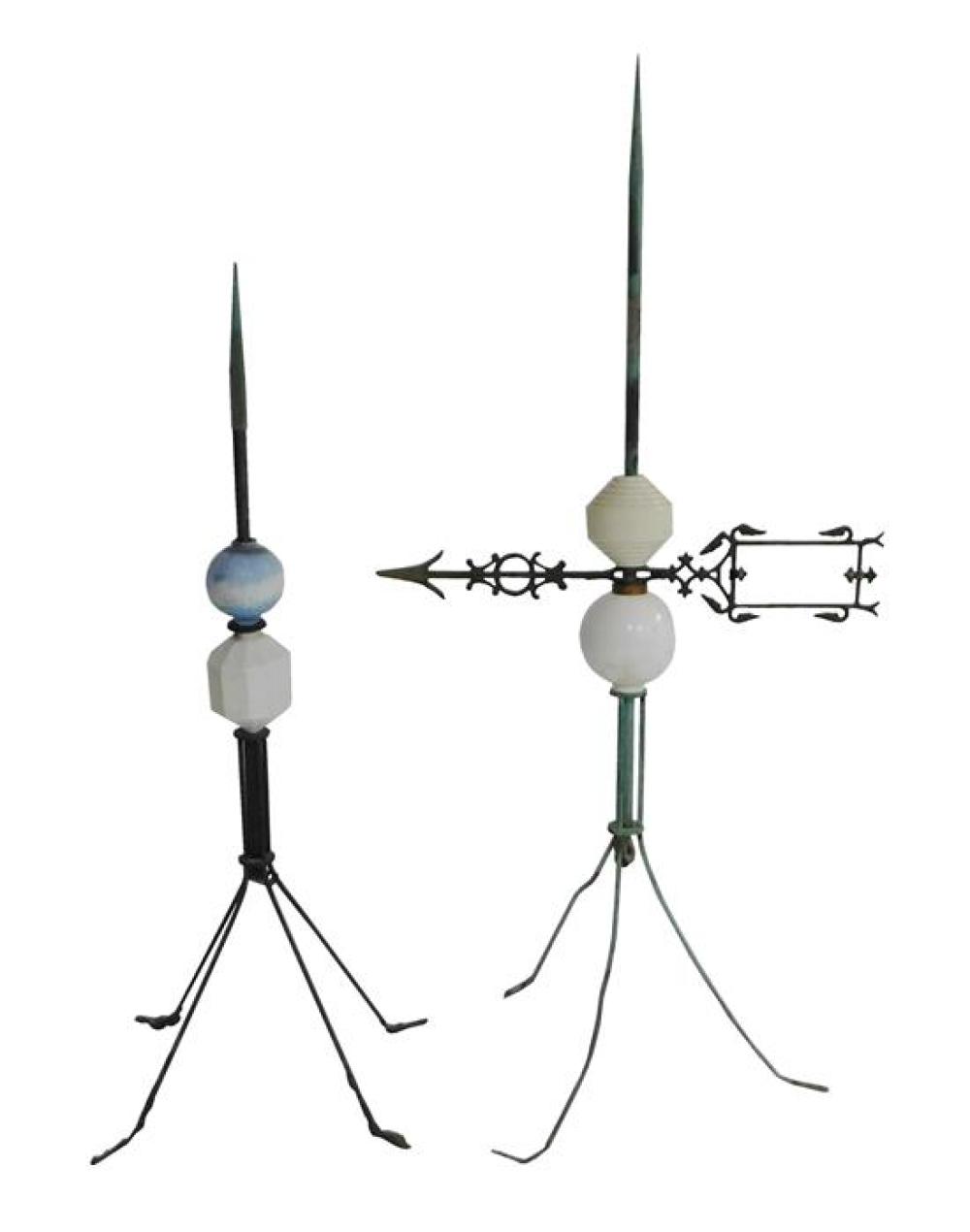 TWO 19TH C. LIGHTNING RODS, ONE