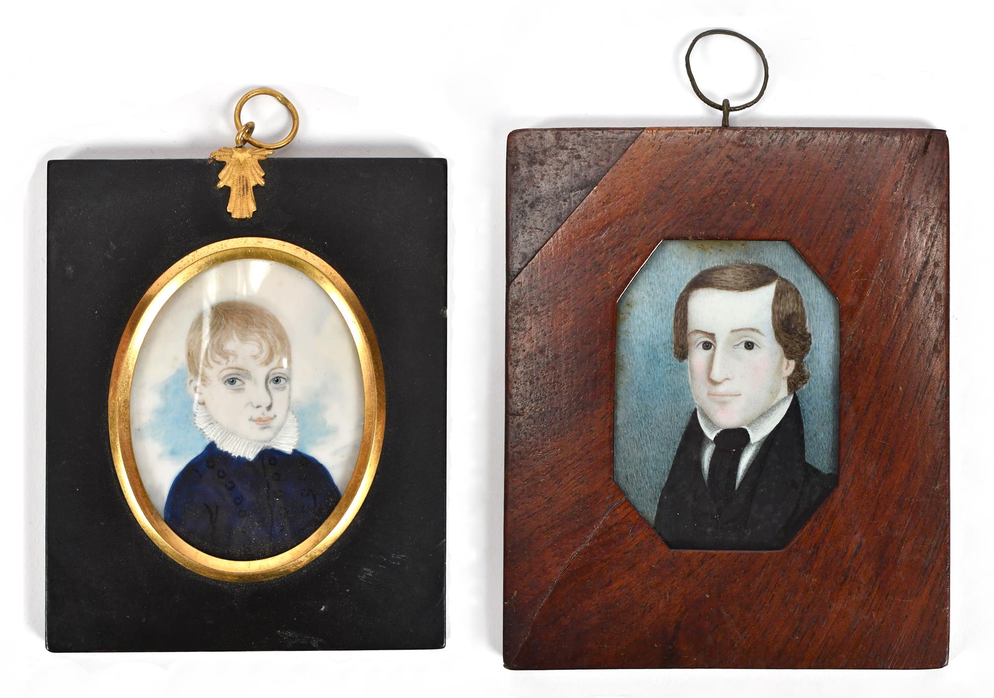 TWO 19TH C. MINIATURE PORTRAITS.