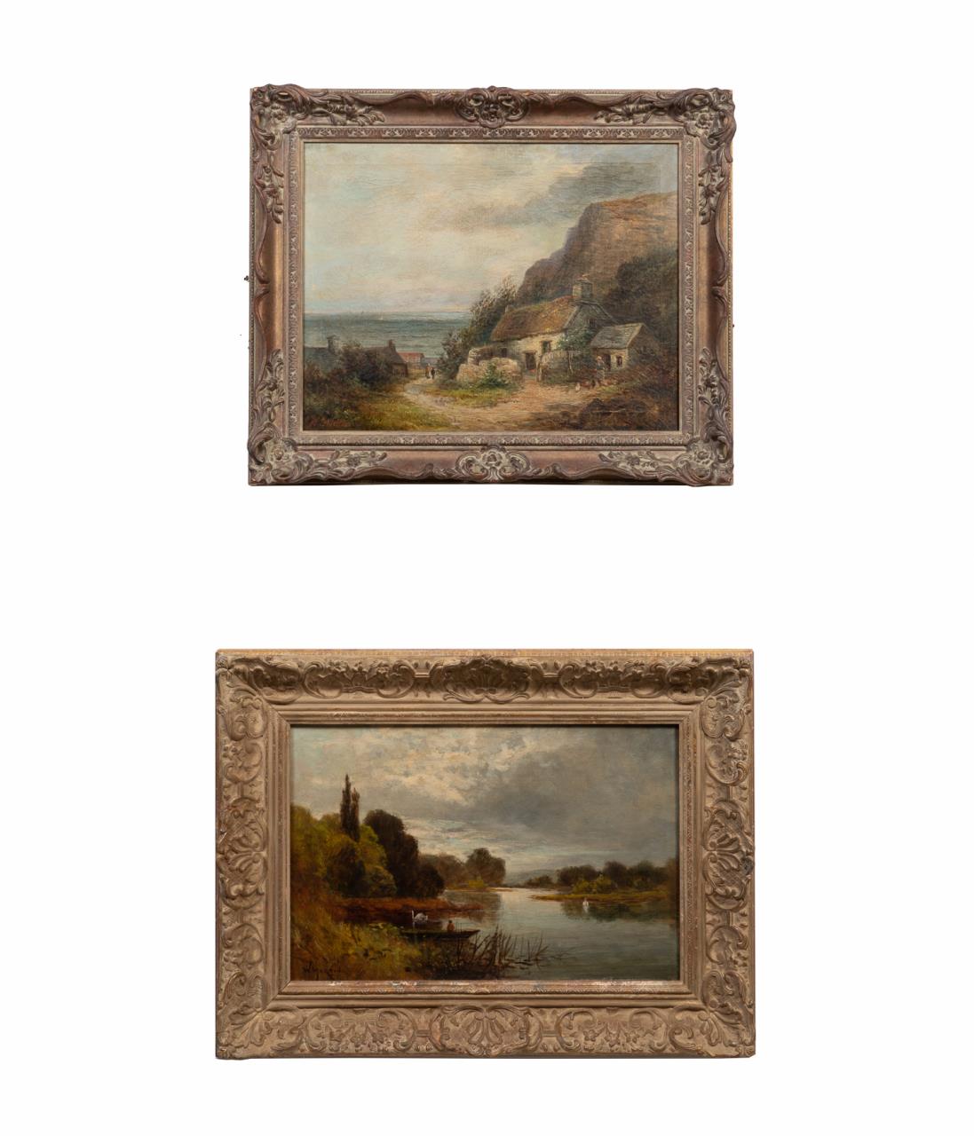 TWO 19TH C. O/C LANDSCAPE & LAKE