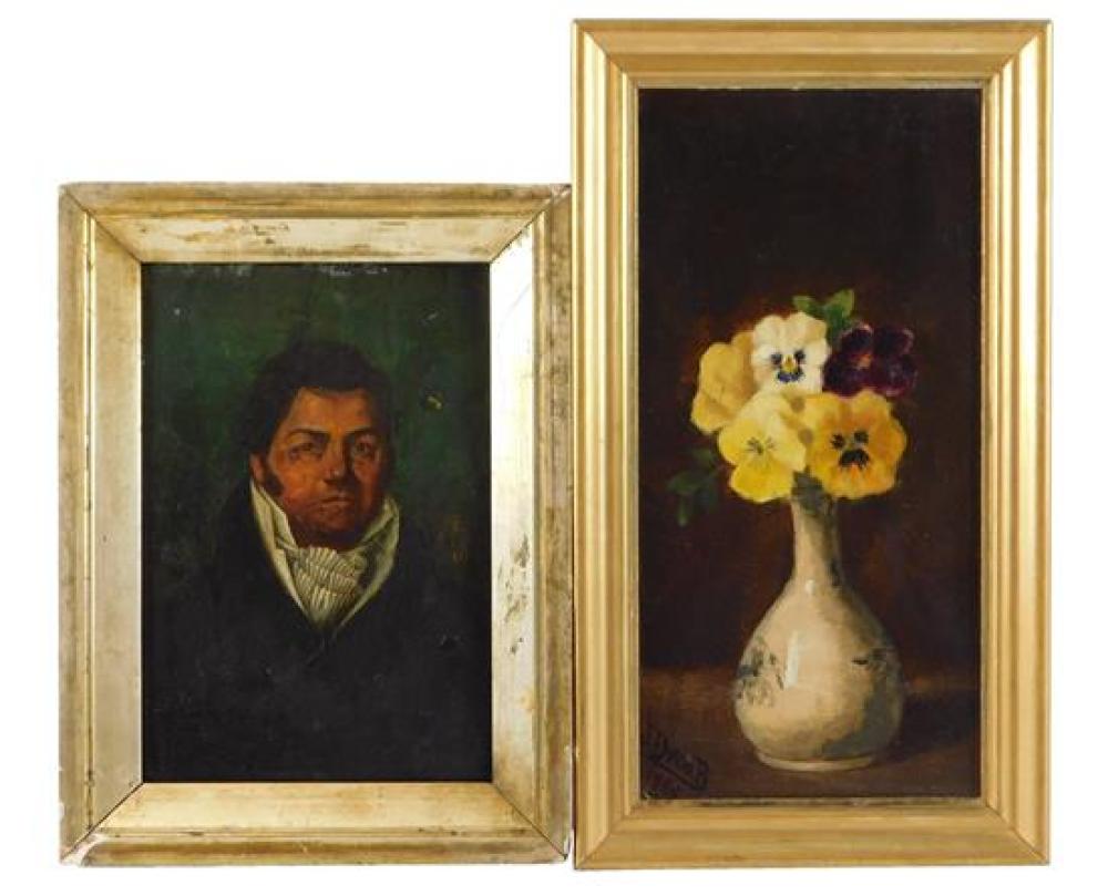 TWO 19TH C. OILS ON WOOD PANEL,