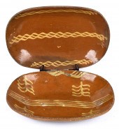 TWO 19TH C. PA REDWARE LOAF DI